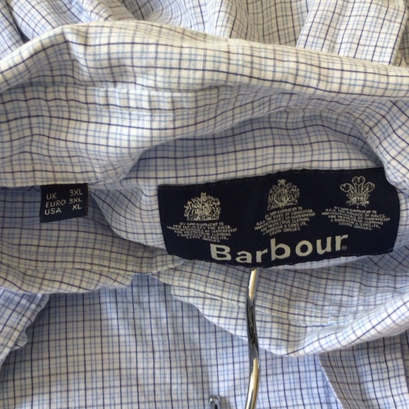 Barbour Men's Lightweight Cotton Blue Plaid Button Down Shirt XL - Picture 13 of 13